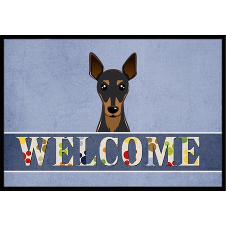 Carolines Treasures Min Pin Welcome Indoor and Outdoor Mat- 24 x 36 in. BB1426JMAT